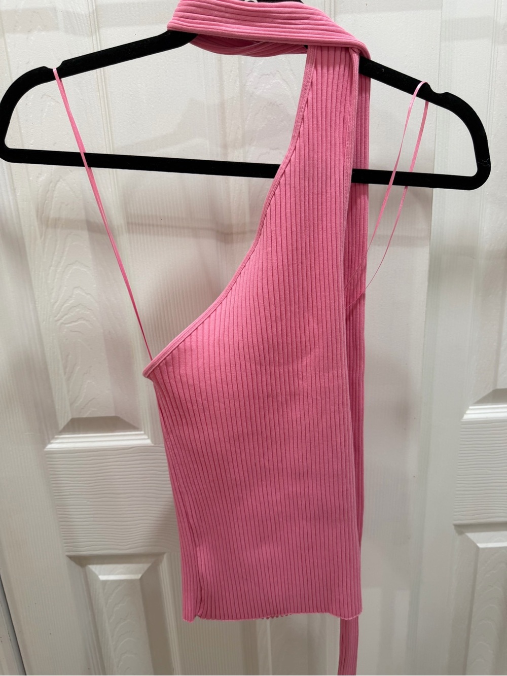Zara Pink Ribbed One-Shoulder Tank Top - Picture 3 of 6